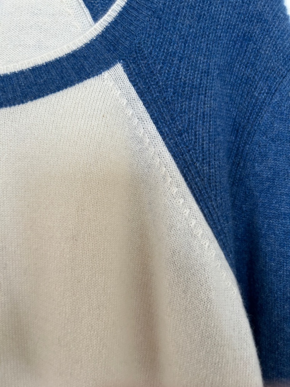 NWT Veronica Beard Albertina cashmere sweater ivory/blue XL - Picture 5 of 6